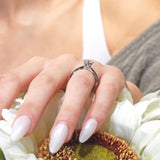 Twisted Moissanite Engagement Ring With Black Diamonds