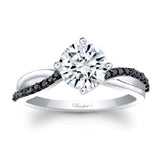 Twisted Moissanite Engagement Ring With Black Diamonds