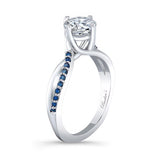 Twisted Moissanite Engagement Ring With Blue Sapphires
