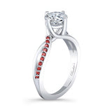 Twisted Moissanite Engagement Ring With Rubies