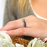 Twisted Moissanite Bridal Set With Black Diamonds