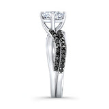 Twisted Moissanite Bridal Set With Black Diamonds