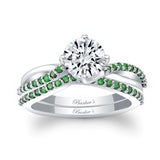 Twisted Moissanite Bridal Set With Emeralds
