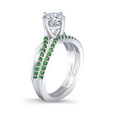 Twisted Moissanite Bridal Set With Emeralds