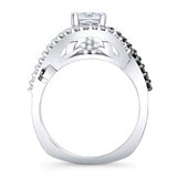 Criss Cross Princess Cut Black Diamond Accent Ring