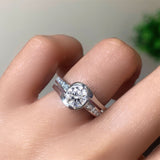 Half Bezel Moissanite Interlocking Bridal Set