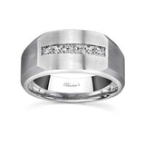 Mens Diamond Beveled Wedding Band
