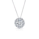 Moissanite And Diamond Halo Necklace
