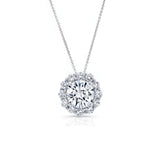 Moissanite And Diamond Halo Necklace