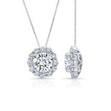Moissanite And Diamond Halo Necklace