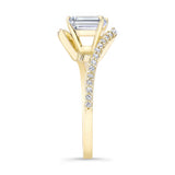 Emerald Cut Moissanite Pave Engagement Ring