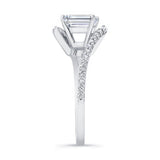 Emerald Cut Moissanite Pave Engagement Ring
