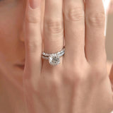 2 Carat Moissanite Hidden Halo Bridal Set