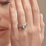 2 Carat Moissanite Hidden Halo Bridal Set