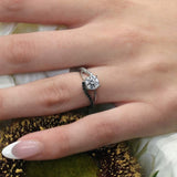 Split Shank Moissanite Ring With Black Diamonds