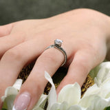 Split Shank Moissanite Ring With Black Diamonds
