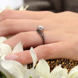 Split Shank Moissanite Ring With Black Diamonds