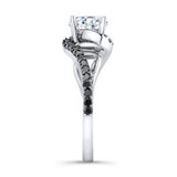 Split Shank Moissanite Ring With Black Diamonds