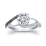 Split Shank Moissanite Ring With Black Diamonds