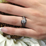 Split Shank Moissanite Bridal Set With Black Diamonds