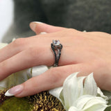 Split Shank Moissanite Bridal Set With Black Diamonds