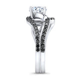 Split Shank Moissanite Bridal Set With Black Diamonds