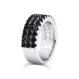 Wide Three Row Black Diamond Wedding Band