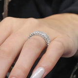 Wide Three Row Diamond Wedding Band