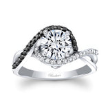 Twisted Halo Moissanite Engagement Ring With Black Diamonds