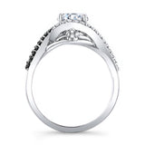 Twisted Halo Moissanite Engagement Ring With Black Diamonds