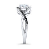 Twisted Halo Moissanite Engagement Ring With Black Diamonds