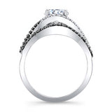 Twisted Halo Moissanite Wedding Set With Black Diamonds