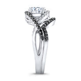Twisted Halo Moissanite Wedding Set With Black Diamonds