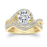 Twisted Halo Moissanite Wedding Set