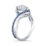 Unique Pear Shaped Moissanite Blue Sapphire Accent Ring