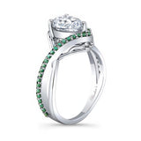 Unique Pear Shaped Moissanite Emerald Accent Ring