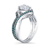 Unique Pear Shaped Blue Diamond Accent Moissanite Set
