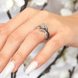Unique Pear Shaped Black Diamond Accent Wedding Set