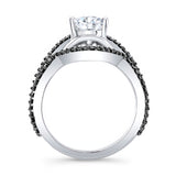 Unique Pear Shaped Black Diamond Accent Wedding Set