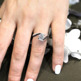Tension Setting Black Diamond Accent Moissanite Ring