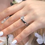 Tension Setting Black Diamond Accent Moissanite Ring