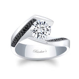 Tension Setting Black Diamond Accent Moissanite Ring