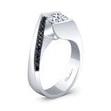 Tension Setting Black Diamond Accent Moissanite Ring