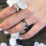 Tension Setting Black Diamond Accent Moissanite Bridal Set