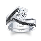 Tension Setting Black Diamond Accent Moissanite Bridal Set