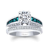 Moissanite Channel Set Wedding Ring Set With Blue Diamonds