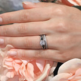 Moissanite Channel Set Wedding Ring Set With Black Diamonds