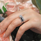 Moissanite Channel Set Wedding Ring Set With Black Diamonds