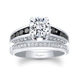 Moissanite Channel Set Wedding Ring Set With Black Diamonds