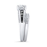 Moissanite Channel Set Wedding Ring Set With Black Diamonds
